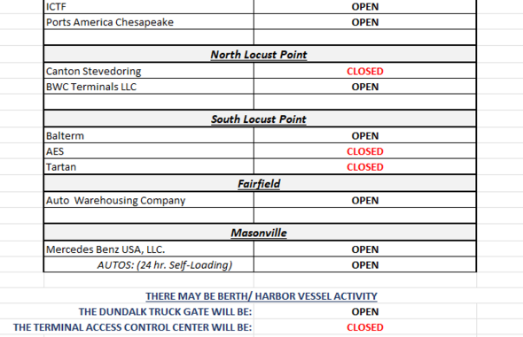 Terminal Holiday Schedule 10/14/24