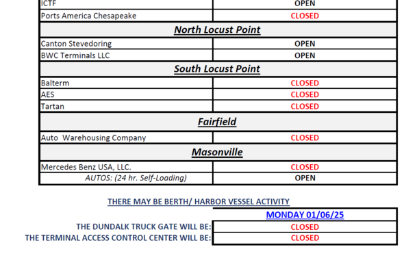 Updated Monday Public Terminal Tenant Snow Closures