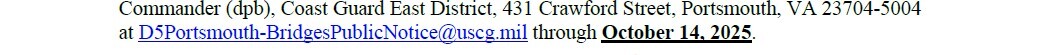 USCG Navigation Clearance Public Notice