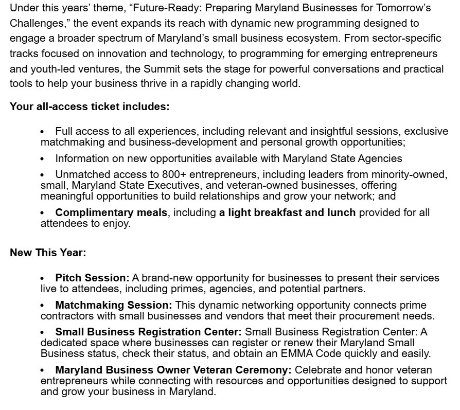 Tickets Available Now: 10th Annual Governor’s Small Business Outreach Summit