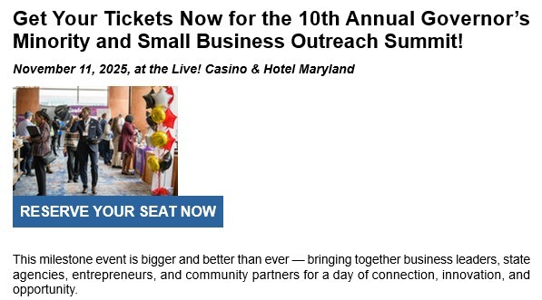 Tickets Available Now: 10th Annual Governor’s Small Business Outreach Summit