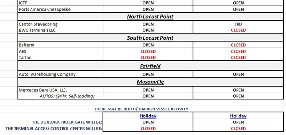 Terminal Holiday Schedule - Lincoln's Birthday and President's Day 2026