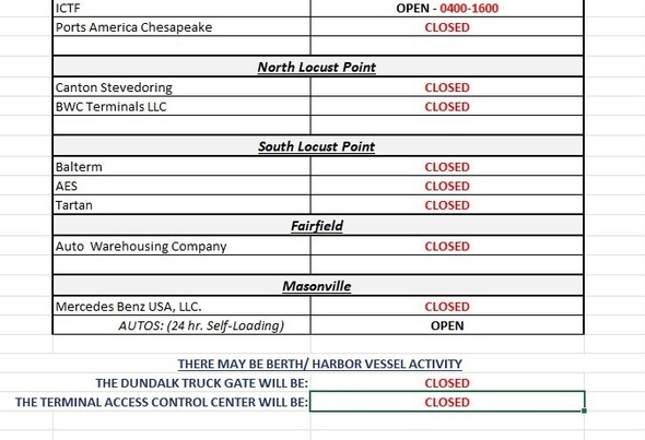 Terminal Holiday Schedule - Memorial Day 2026