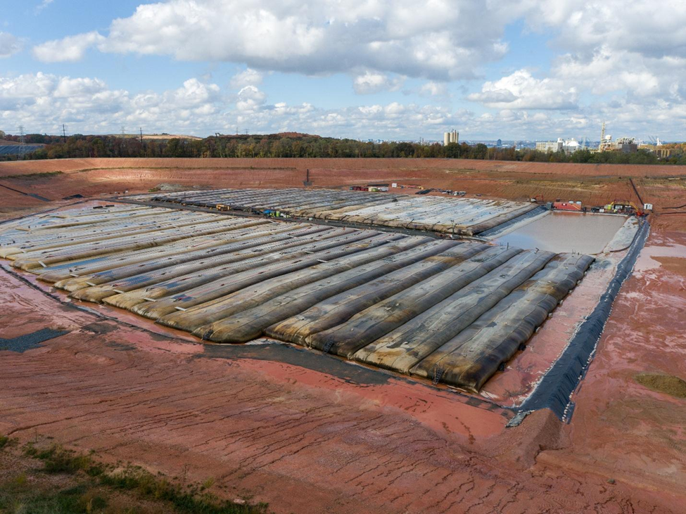 Geotubes containing dredged material from the Colgate Creek dredging project, approximately 100,000 CY.