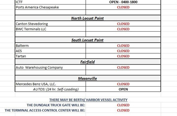 Terminal Holiday Schedule - Independence Day 2026