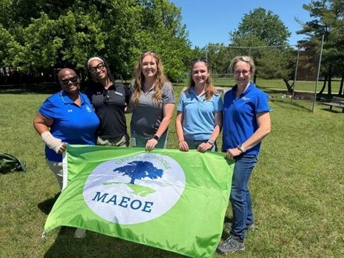 Members of the Port’s Environmental Education Program celebrate the new Maryland Green Center designation at the MAEOE Youth Summit.  