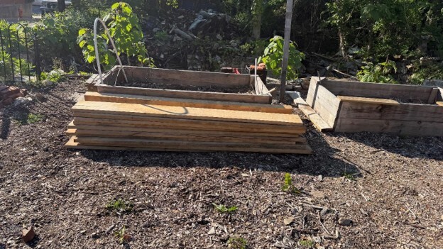 Lumber in a garden