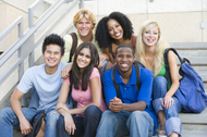 Stock image of culturally diverse high school students 