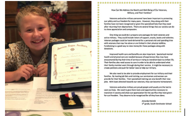 Amanda Holotik! The South Dorchester School 5th grader found out this week that her essay