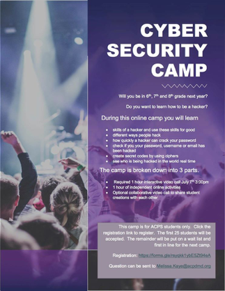 Cybersecurity Camp for Middle School Students