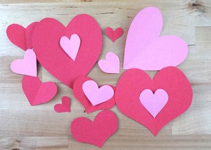 Valentine's Day paper hearts 