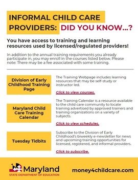 Informal Provider Training flyer.