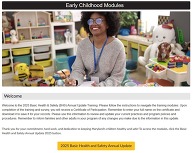Screenshot of Basic Health and Safety 2025 Annual Update Training website.