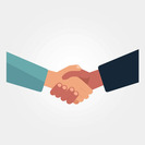 Illustration of two people shaking hands.