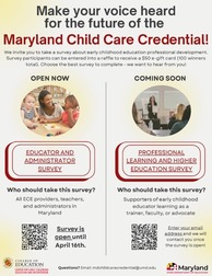 Maryland Child Care Credential survey flyer.