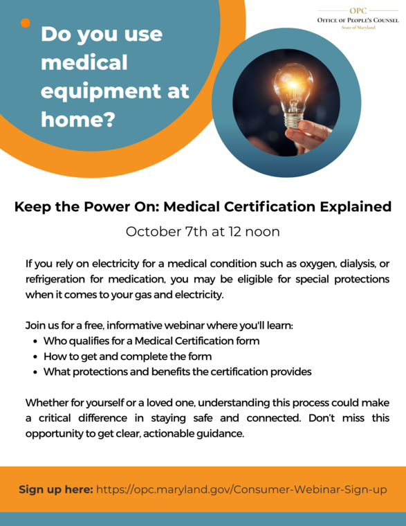 Webinar on how to get a medical certification form on file with your utility