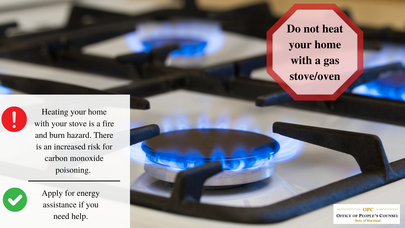 Do not heat your home with a gas stove