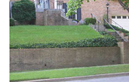 Brick retaining wall on residential property