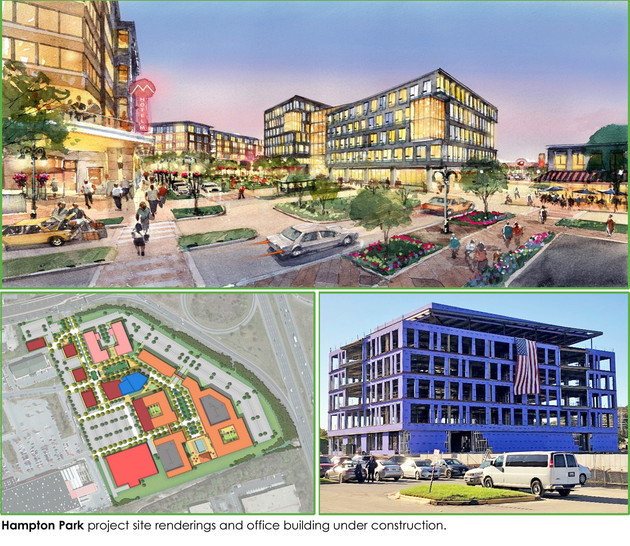 Hampton Park Mall - 2 renderings and building in progress