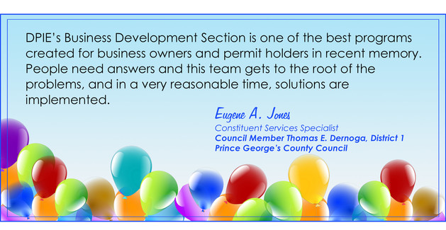 Quote of appreciation to the BDS team from Eugene A. Jones, Constituent Services Specialist for Council Member Thomas Dernoga, District 1