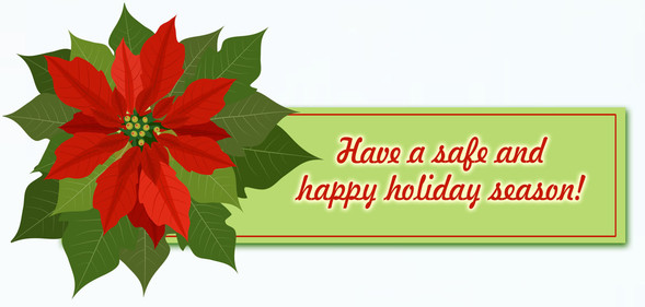 Poinsettia with message Have a safe and Happy Holiday Season