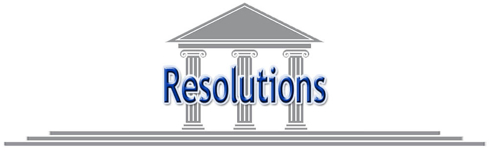 Justice building clipart with 3 columns and roof and word Resolutions