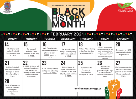 Black history month calendar first 2021