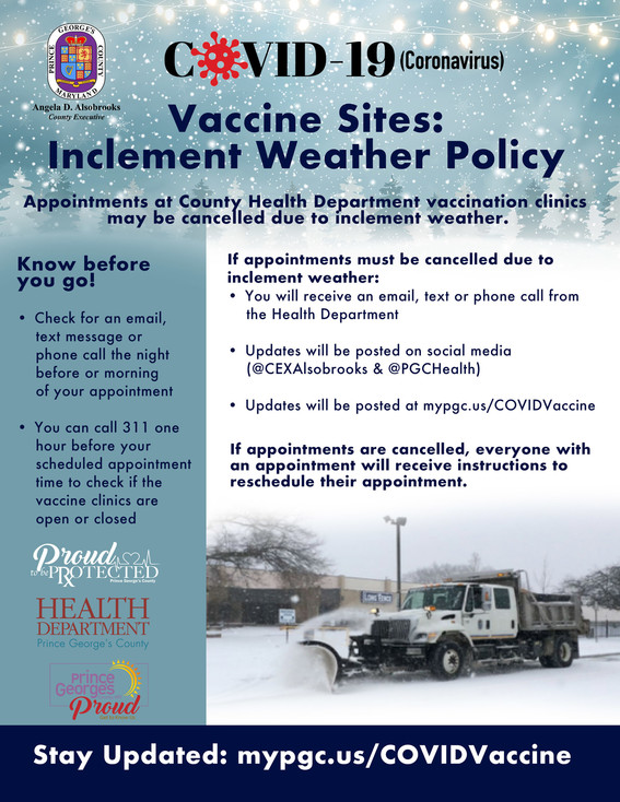 Vaccine Site Inclement weather