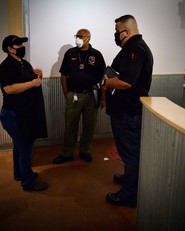 Zoning investigators inspect a restaurant to ensure it complies with pandemic mandates.