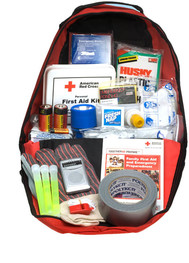 FEMA ready to go first aid pack shows sample of items to have on hand