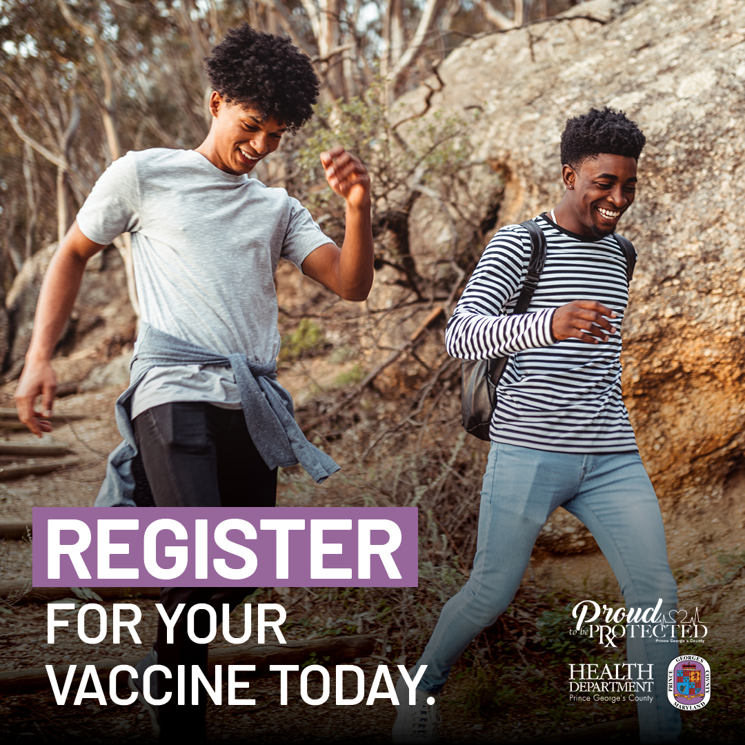 Register for Your Vaccine Today, photo of two young adults walking