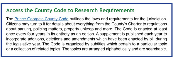 Access the County Code to Research Requirements