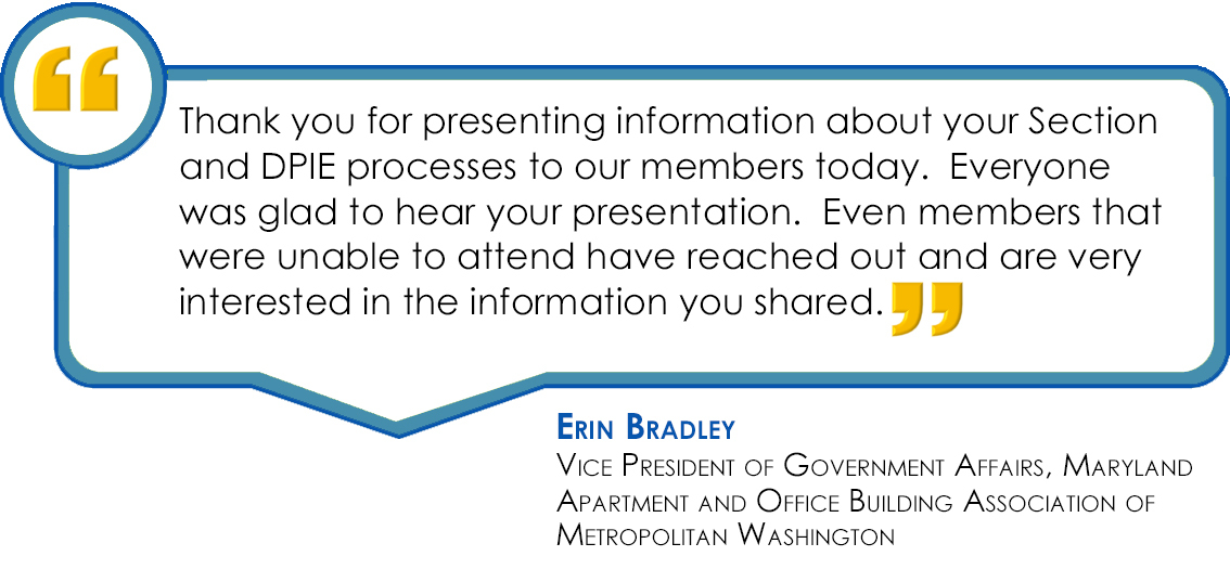 Erin Bradley Quote thanking BDS team for presentation.