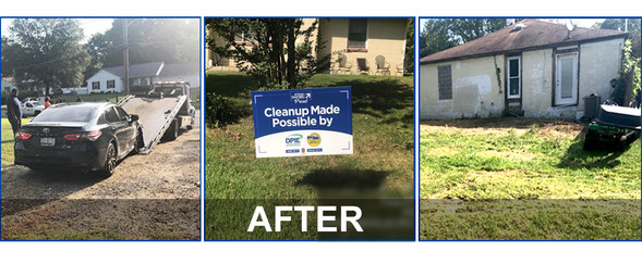 Clean it and Lien it - 3 After clean up photos of car being towed, trash removed from yard, sink, tires and trash removed from around house.