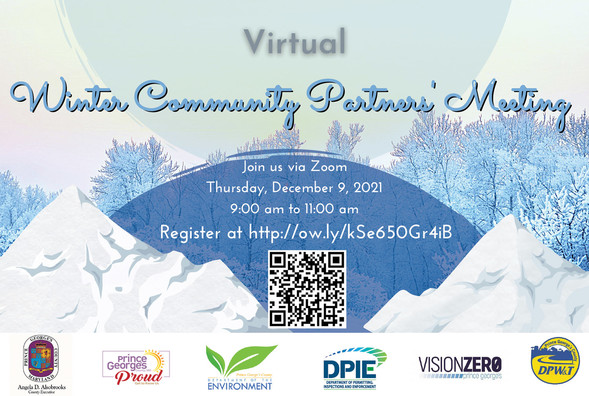 Winter Community Partners' Meeting banner for Thursday, December 9, 2021 at 9:00 AM