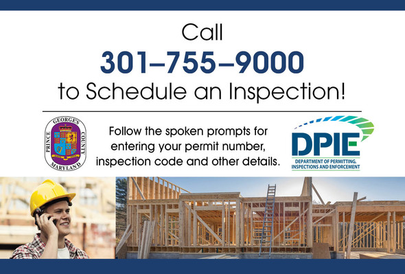 DPIE has a new phone number for scheduling inspections flyer