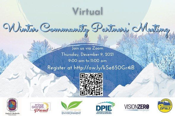Save the Date Winter Community Partners' Meeting banner for Thursday, December 9, 2021 at 9:00 AM