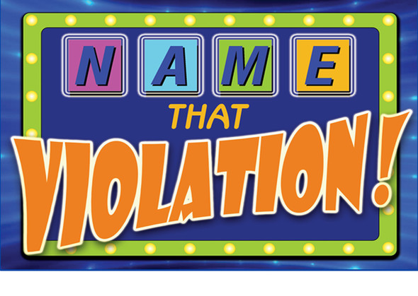 Name that Violation marquee banner for game
