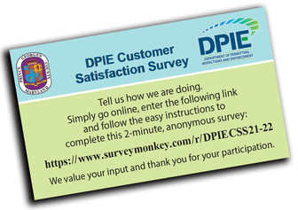 DPIE Customer Satisfaction Survey card with survey link