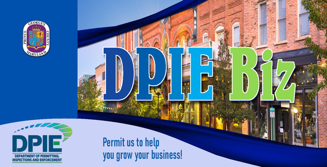 DPIE Biz masthead with name over shop buildings