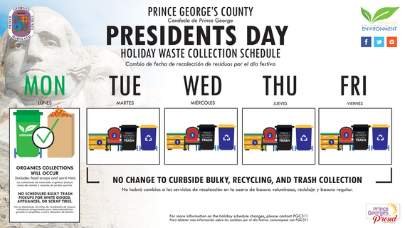 Presidents Day Holiday Waste Schedule