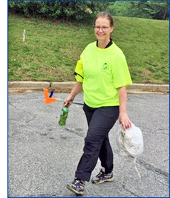 Mary at Going Green picking up litter