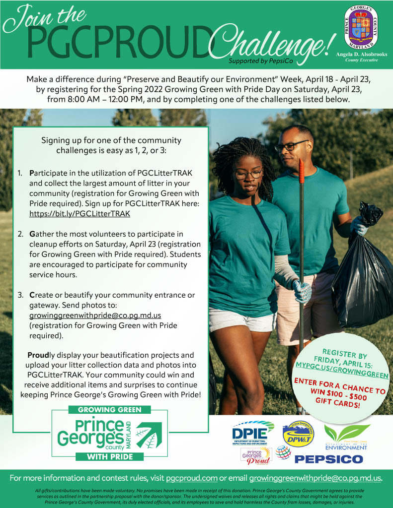 Preserve and Beautify Our Environment flyer, kids picking up trash while walking