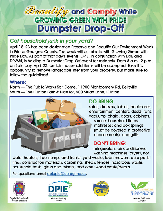Beautify and Comply Dumpster Drop-off
