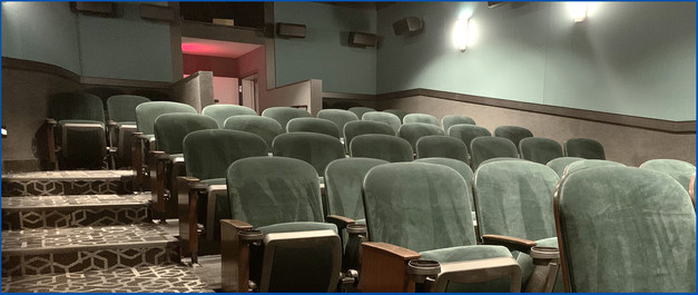 The new screening room in the Old Greenbelt Theatre with green velvet seats
