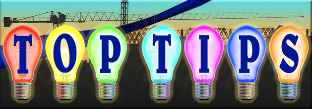 Top Tips banner with lightbulbs and letters spelling top tips