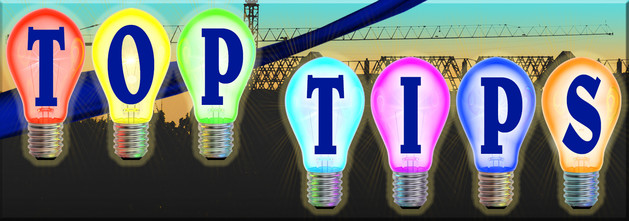 Top Tips banner of colorful lightbulbs spelling out TOP TIPS