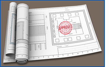 Approved architectural plans with wet seal sample