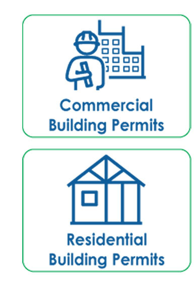 Icons representing commercial permits and residential permits