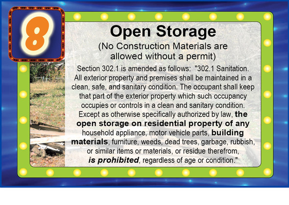 Name that Violation, Answer to question 8 regarding County Code for Open Storage
